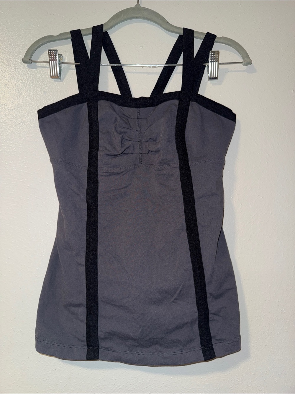 Lululemon Gray Athletic Tank with Black Straps and Paneling size 8